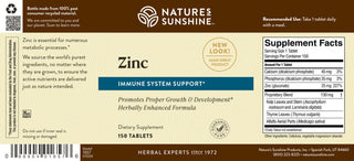 Zinc<br>Supports metabolism, growth & development,  immunity & energy