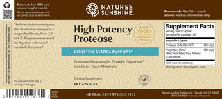 Protease, High Potency (60 caps)<br>Enhances protein digestion