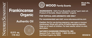 Frankincense, organic  (15ml)<br>Comforting with mood-elevating aspects
