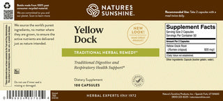 Yellow Dock (100 caps)<br> Promotes proper elimination & colon health.