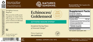 Echinacea/Goldenseal <br> Activates and supports the immune system