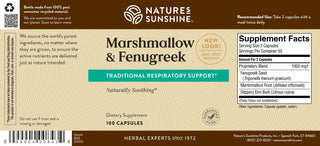 Marshmallow & Fenugreek<br>Botanicals to soothe respiratory tissues