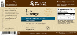 Zinc Lozenge (60 tablets)<br> Supports immune function