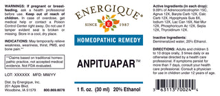 Anpituapar 1 oz. from Energique® Weakness, thirst, PMS and bone pain.
