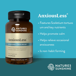 AnxiousLess 30 caps <br>Relieves occasional fatigue & anxiousness
