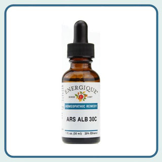 Ars Alb 30C - 1 oz. - Relieves vomiting accompanied by diarrhea, especially with burning pain.
