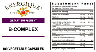 B-Complex 100 tabs from Energique® Energy production and mood support

