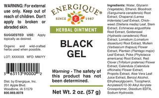 Black Gel Tube 2oz. from Energique® Ulcerating & hardening of skin.