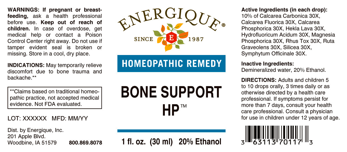 Bone Support Liquid Bone Support HP 1oz. from Energique® back Inflammation, bone injury