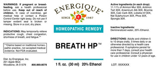 Breath HP - 1 oz. Cough, chest congestion, shortness of breath, and fatigue.
