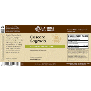 Cascara Sagrada<br>Acts as a natural, herbal laxative