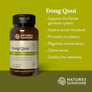 Dong Quai <BR>Promotes circulation, calm nerves and regulate menstruation.