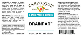 Drainpar 2 oz. from Energique® Fatigue, dry cough, abdominal bloating