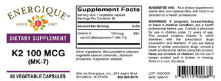 K2 60 caps from Energique® Moving calcium into the bones.