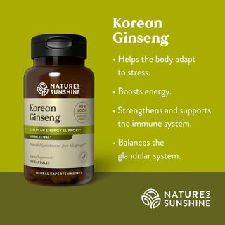 Ginseng, Korean <br> Boosts energy and balances the glandular system
