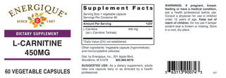 L-Carnitine 60 caps from Energique® Cardiovascular & fats utilization
