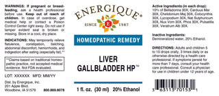 Liver Gallbladder HP 1oz. from Energique® Flatulence, indigestion
