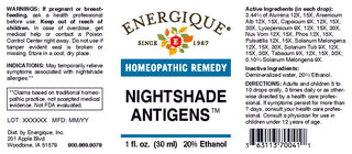 Nightshade Antigens 1 oz. from Energique® Nightshade allergies.
