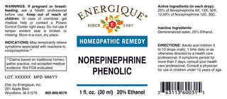 Norepinephrine PH 1 oz. from Energique® Depression, hypertension
