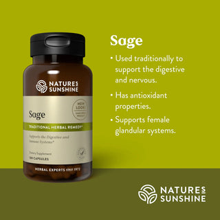 Sage<br>Supports the digestive, nervous systems & female glandular