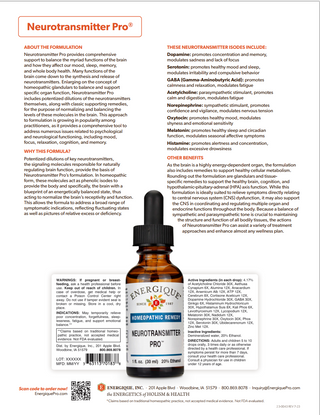 Neurotransmitter Pro - 1 oz. Homeopathic Remedy
