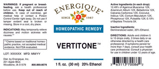 Vertitone 1 oz. from Energique® Dizziness, vertigo with nausea.
