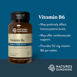 Vitamin B6<br> Supports cardiovascular health & affects homocysteine