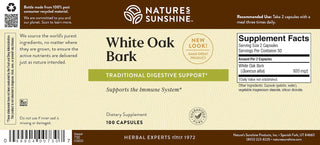 White Oak Bark <br>Helps tone tissues in the digestive tract