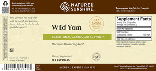Wild Yam (100 caps) <br> Used by menopausal women