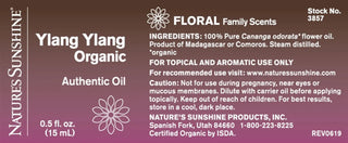 Ylang Ylang, Organic (15ml)<BR>Helpful with stress and anxiety.